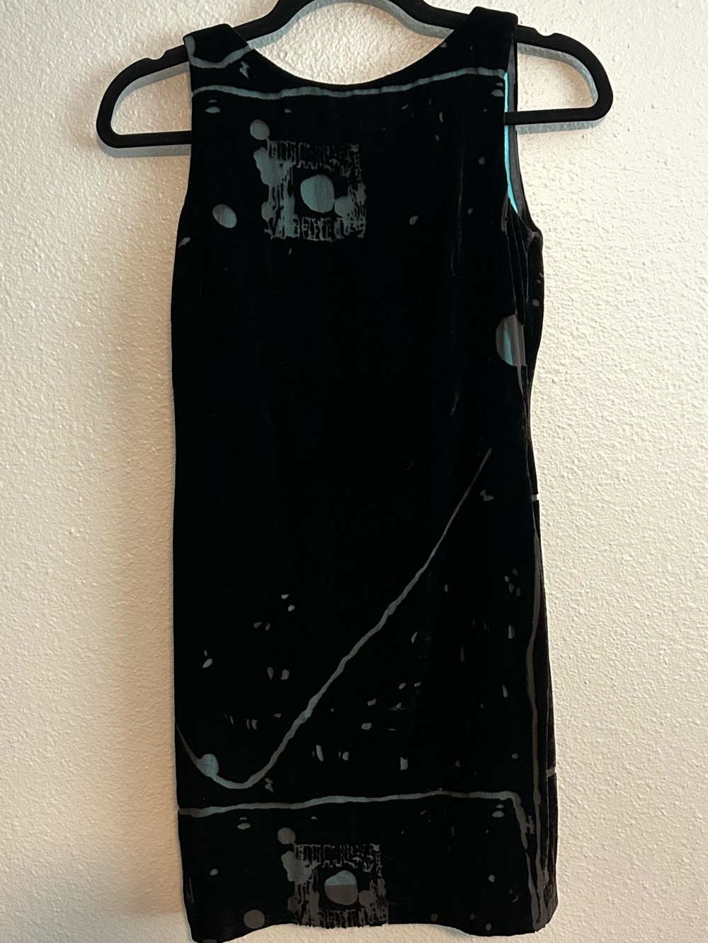 VINTAGE Burnout Black Velvet Sleeveless Shift Dress